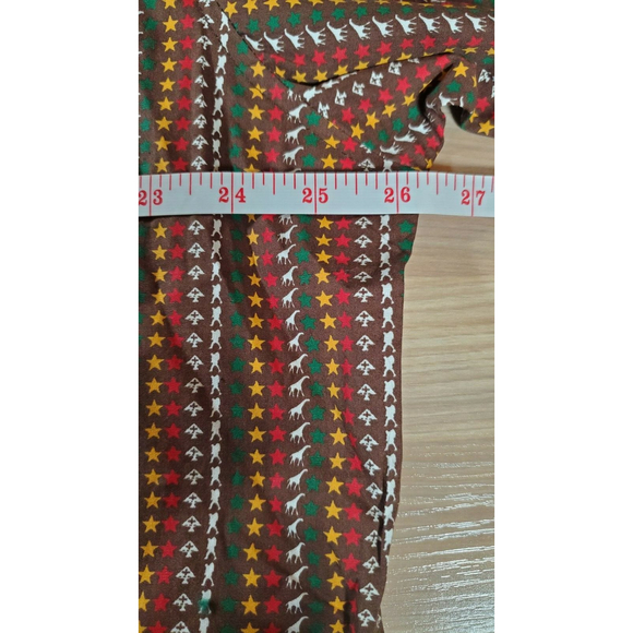 Men Lng Woven Brown S/S Shirt Size 3XL Cool Pattern Giraffe Star All Over Print - Picture 5 of 7